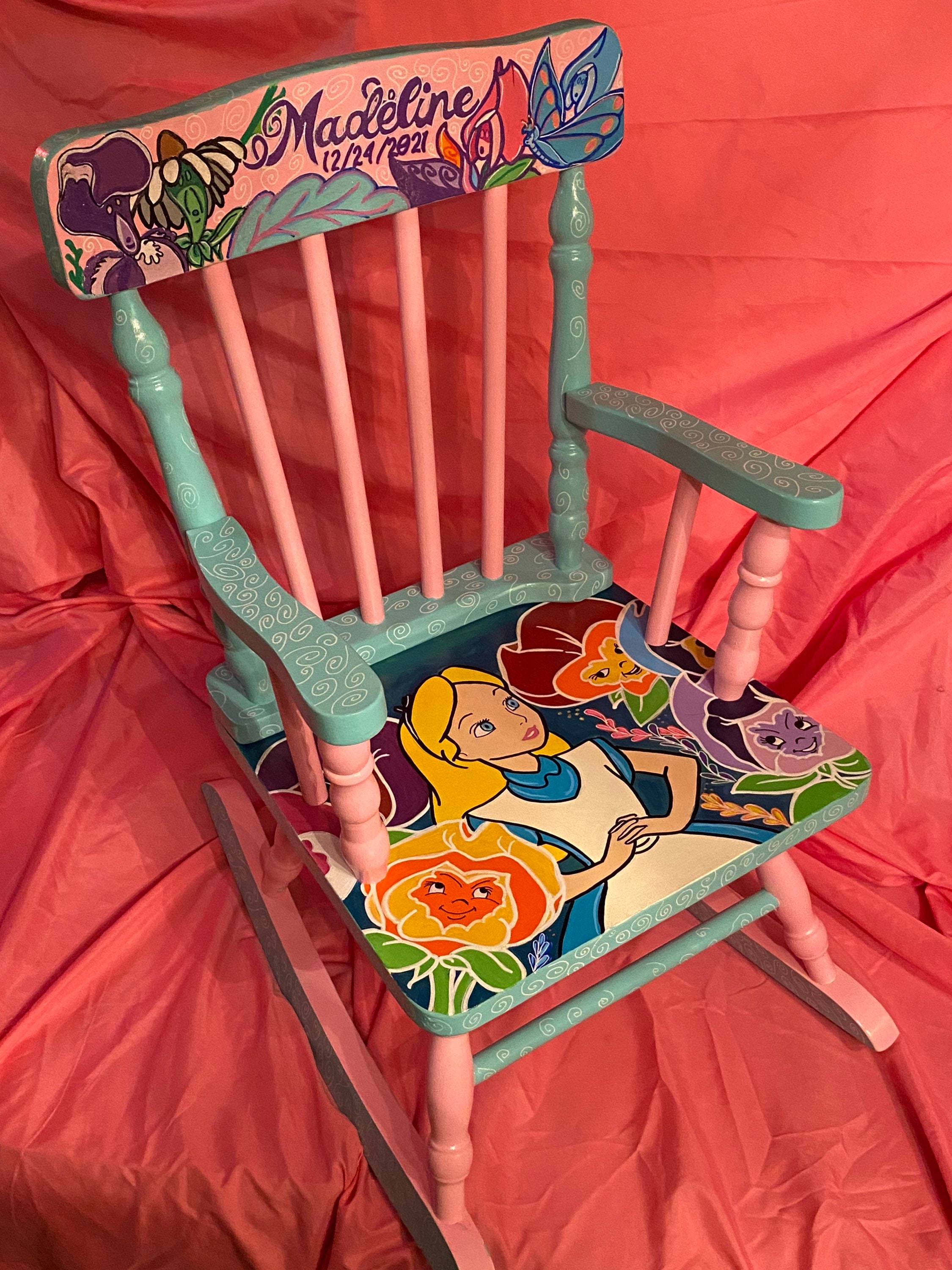 Alice & Queen Wonderland Chairs  Painting fabric chairs, Paint upholstery,  Chair