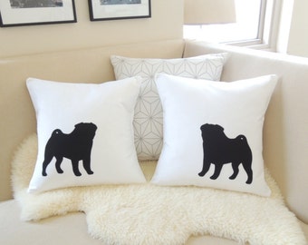 Pug Pillow Cover Pair