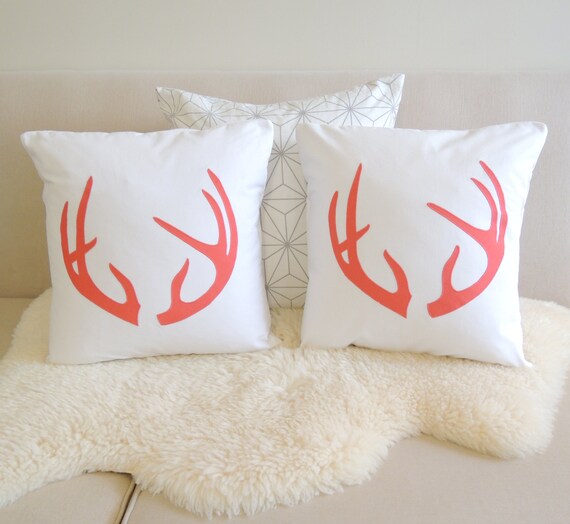 Items similar to Antler Pillow Cover Pair Modern Chalet on Etsy