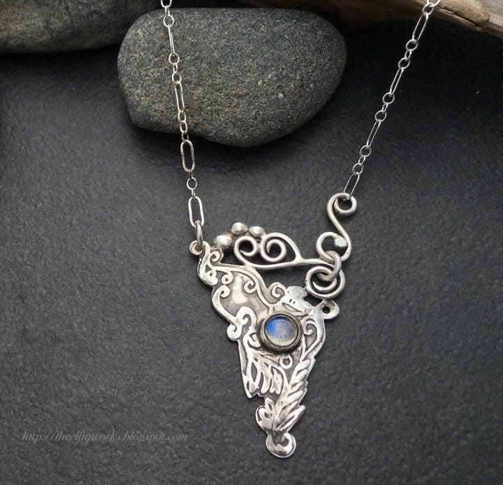 Moonstone Pendant & Necklace Blue Gemstone Set in Sterling | Etsy