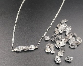 Herkimer diamond silver necklace, raw crystal jewellery, dainty crystal necklace, layering necklace, herkimer quartz, bridesmaid gift