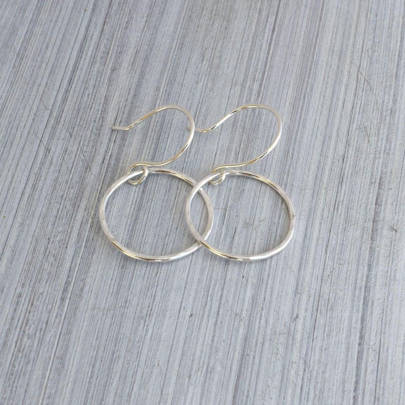 Silver circle karma earrings, open circle drop earrings, mindful symbolic jewelry, minimalist earrings, eternity circle jewelry image 5