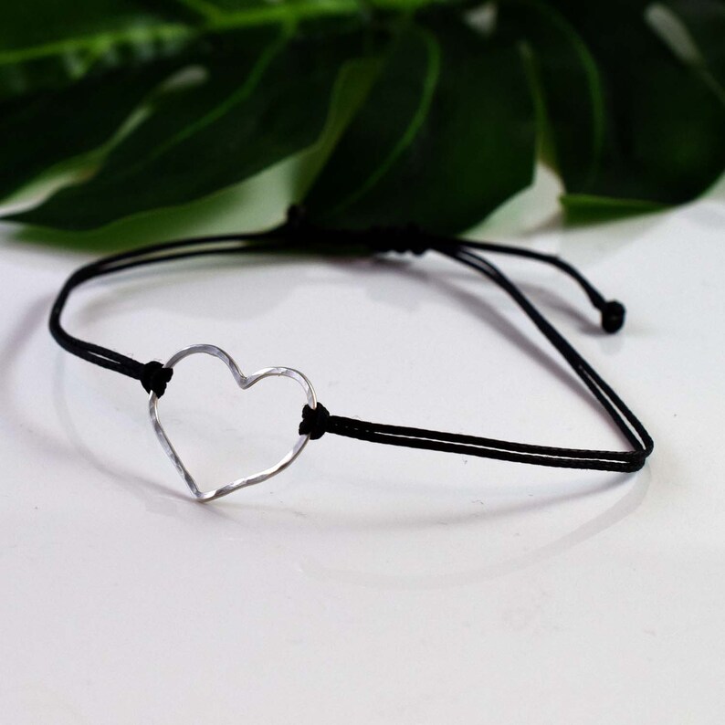 Heart Bracelet, silver wire heart, gift for her, best friend bracelet, thank you gift, love heart bracelet, symbolic heart image 1