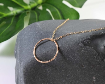 Gold circle necklace, open circle karma necklace, symbolic mindful gift, thank you gift, delicate necklace, simple minimalist jewelry