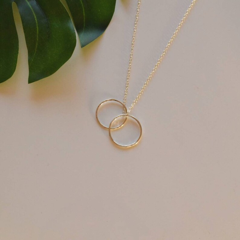 2 Circle necklace, karma jewellery, open circles, minimalist silver jewelry, symbolic and mindful, simple yoga necklace, gift for her image 5