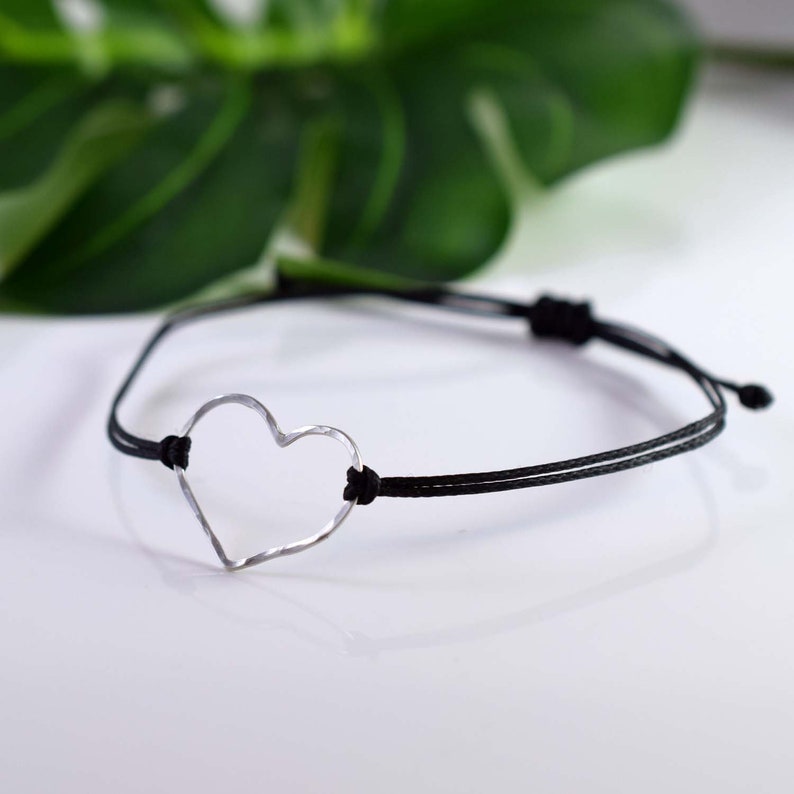 Heart Bracelet, silver wire heart, gift for her, best friend bracelet, thank you gift, love heart bracelet, symbolic heart image 3