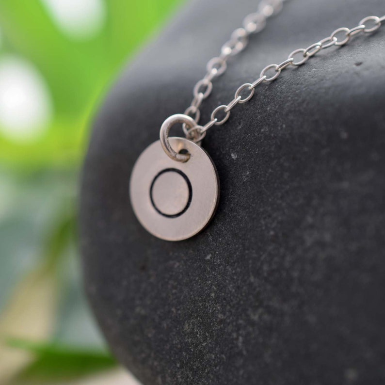 Silver circle necklace, karma circle necklace, symbol jewellery, mindful necklace ,yoga jewelry, mindfulness necklace, round symbol image 5