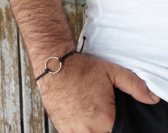 Men's Karma bracelet, silver symbol, mindfulness, unisex bracelet, gift for him