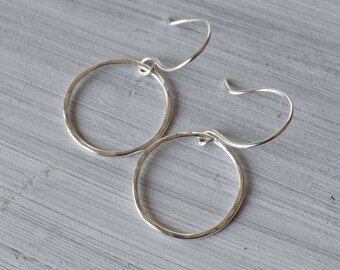 Silver circle karma earrings, open circle drop earrings, mindful symbolic jewelry, minimalist earrings, eternity circle jewelry