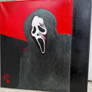 Ghostface Scream fan art original 12x12 painting Sidney Prescott skeet ulrich