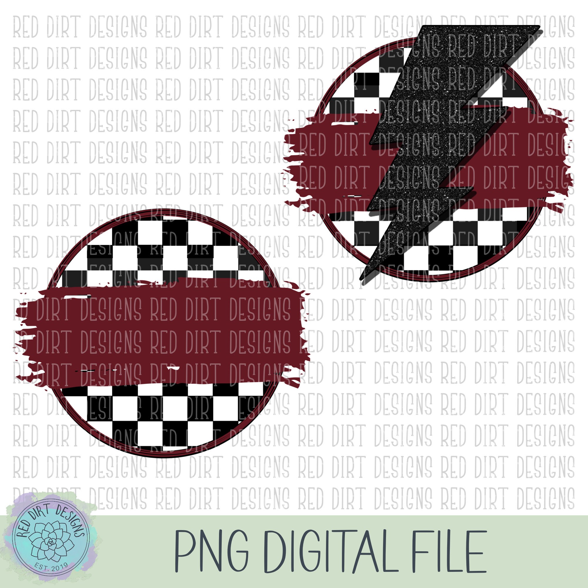 Maroon Black Mascot Team Blank Checker Checkerboard Lightning Bolt ...