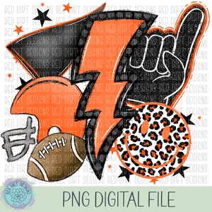 Football Black Orange Sport Icon Mascot School Sport Team Spirit Leopard Tie Dye Logo PNG Sublimation File