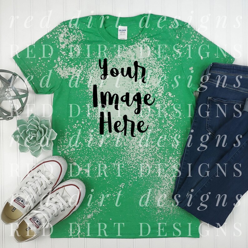 Download Tee Shirt Design Mock Up Gildan 640 Bleached Heather Irish ...