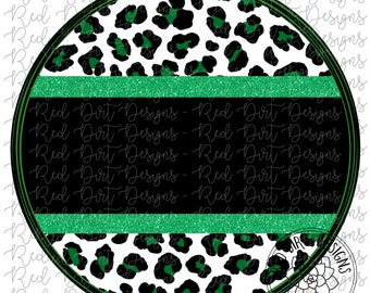 Mascot Team Blank Leopard Black Kelly Green Circle Logo PNG Sublimation File