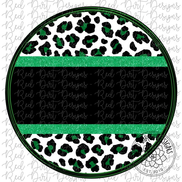 Mascot Team Blank Leopard Black Kelly Green Circle Logo PNG Sublimation File