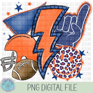 Icono deportivo de fútbol azul marino naranja mascota equipo deportivo escuela espíritu leopardo teñido anudado logotipo archivo PNG sublimación