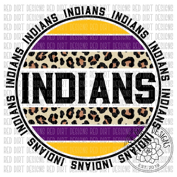 Indians Retro Leopard Circle Purple Yellow Gold Team Spirit PNG