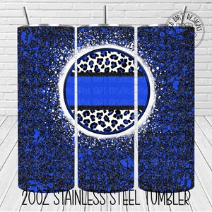 Mascot Team Spirit Leopard Blue Royal Black Banner Tumbler Wrap jpeg Sublimation File