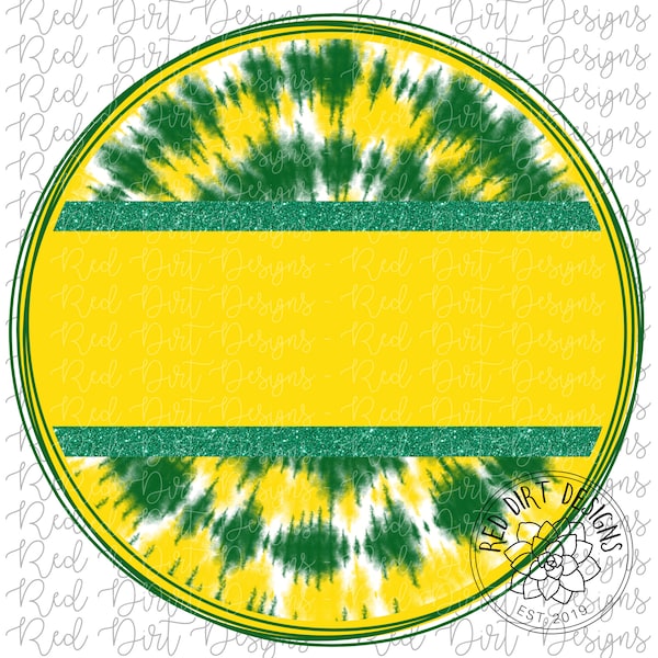 Mascot Team Blank Tie-Dye Green Yellow Gold Circle Logo PNG Sublimation File