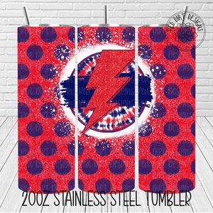 Mascot Team Spirit Tie Dye Red Navy Lightening Bolt Tumbler Wrap jpeg Sublimation File