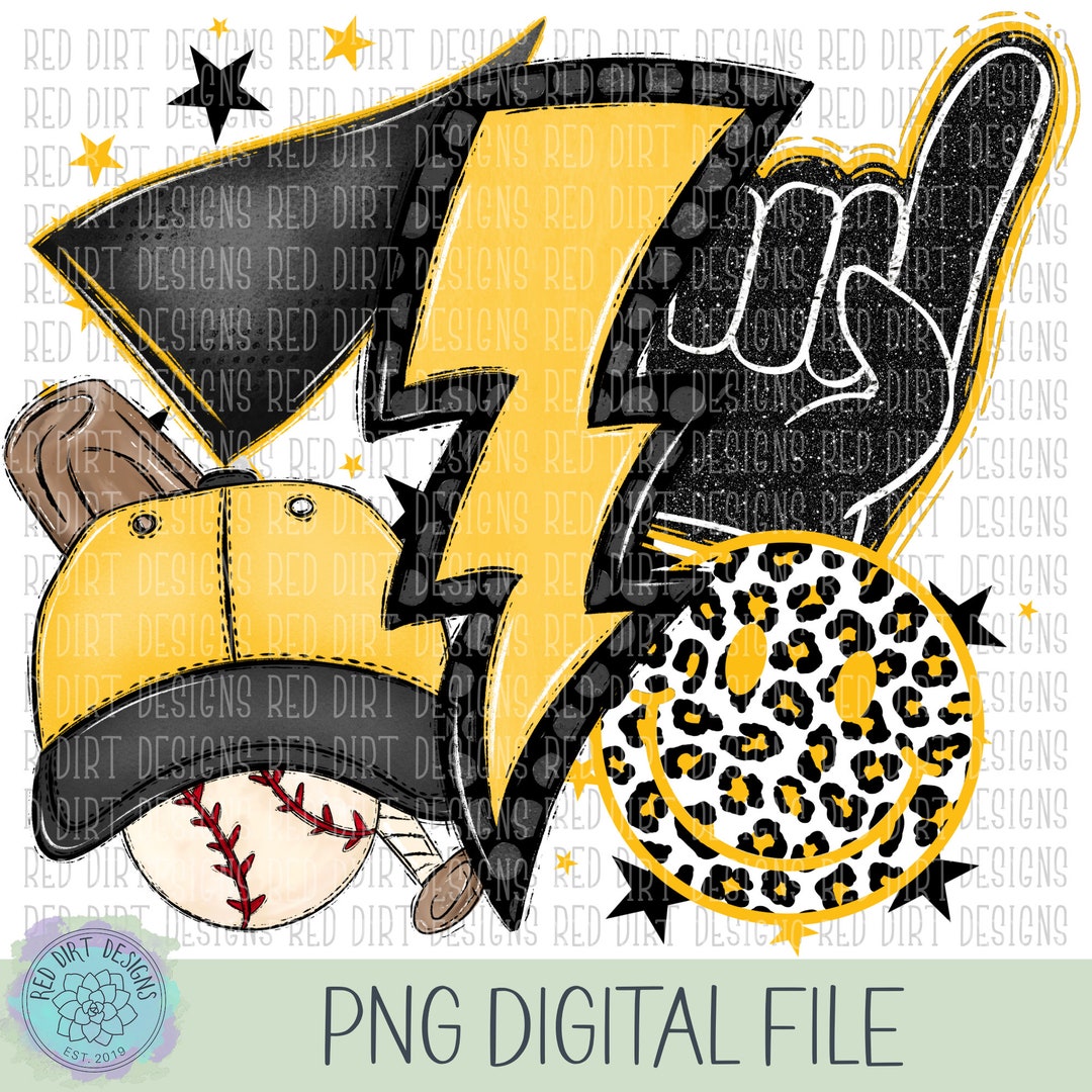 Baseball Black Yellow Sport Icon Mascot School Sport Team Spirit
