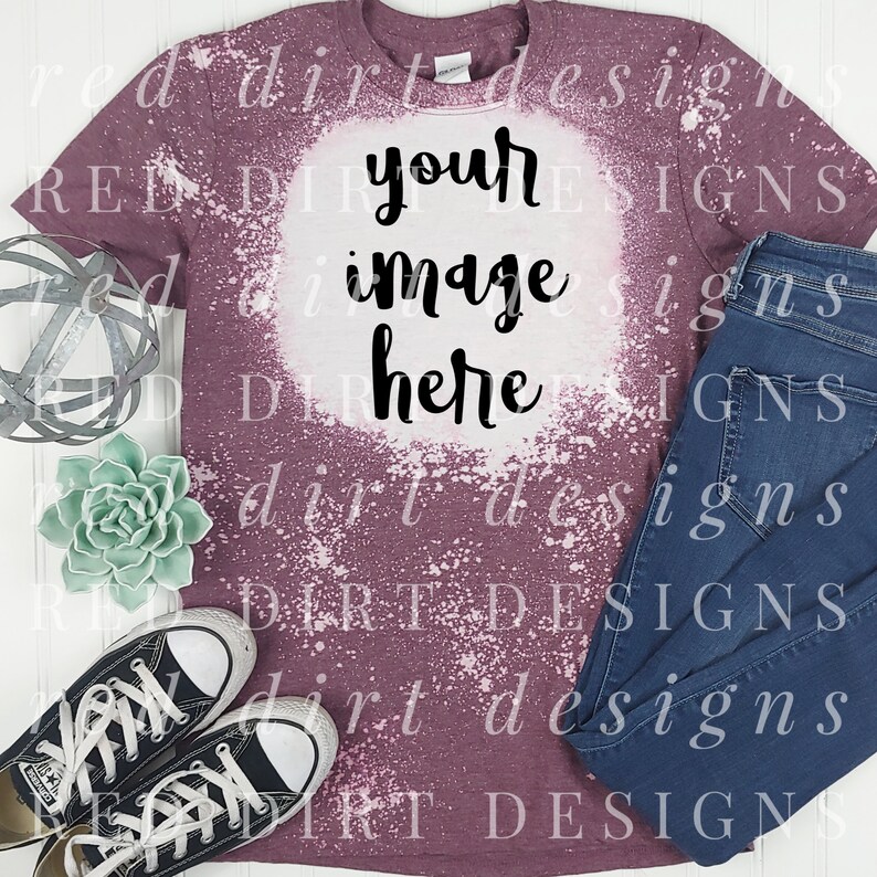 Download Tee Shirt Design Mockup Gildan 640 Bleached Heather Maroon ...