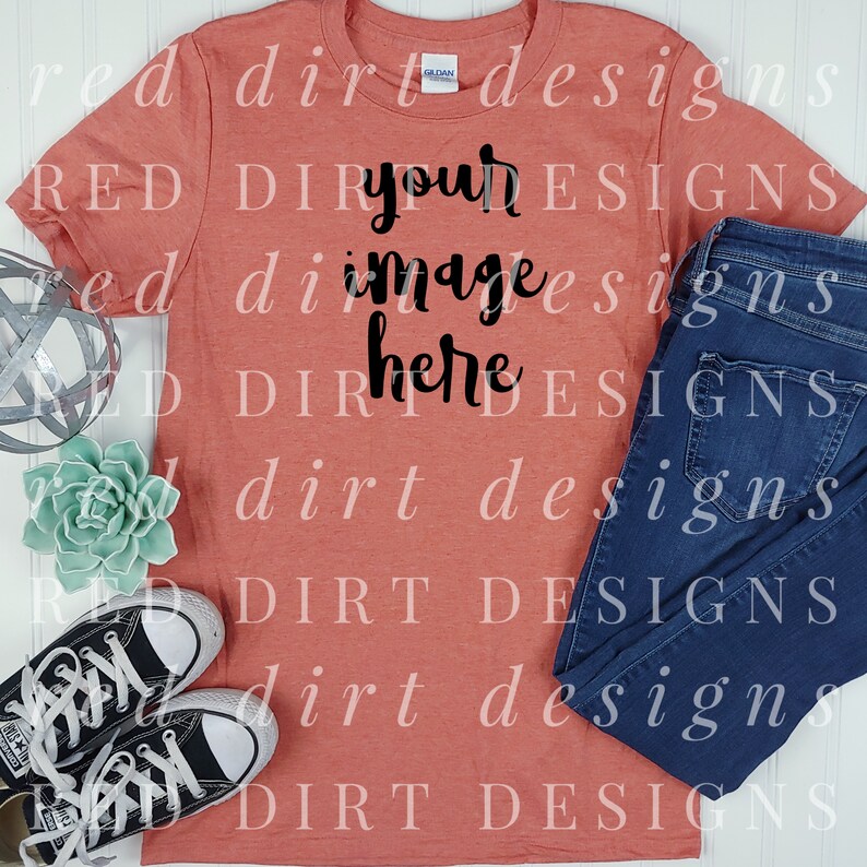 Download Tee Shirt Design Mock Up Gildan Softstyle 640 Bleached ...
