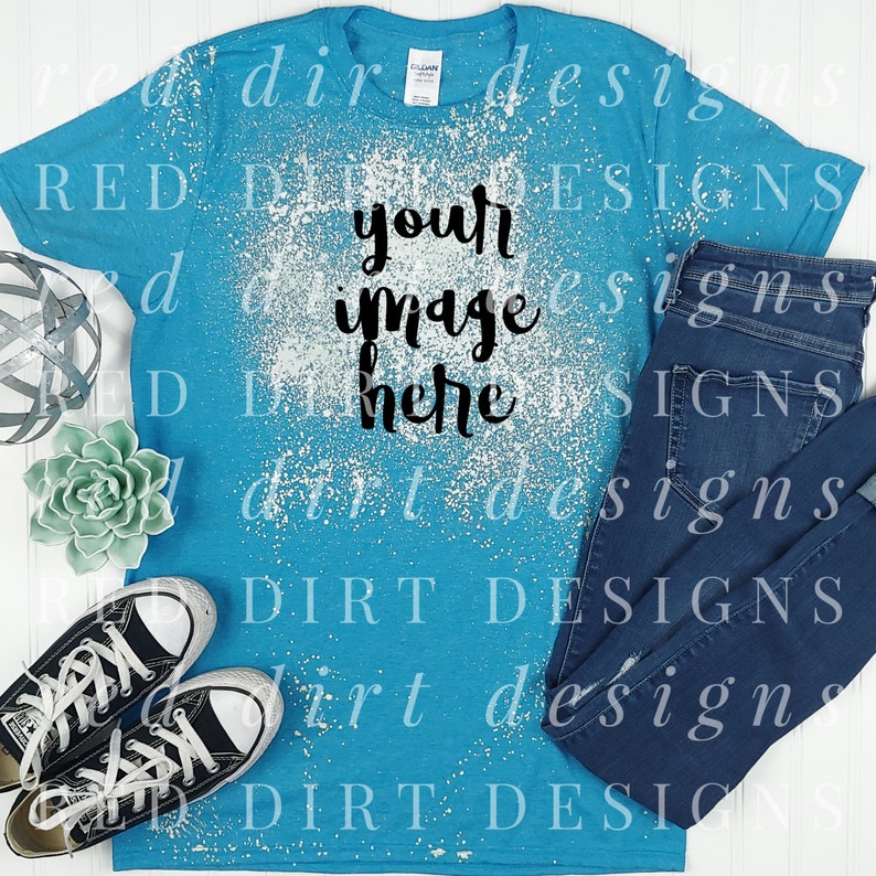 Download Tee Shirt Design Mock Up Gildan Softstyle 640 Bleached Heather | Etsy