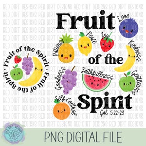 Fruit of the Spirit Bible Scripture Verse PNG Sublimation File