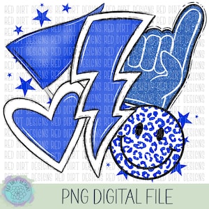 Heart Royal Blue White Sport Icon Mascot School Sport Team Spirit Leopard Tie Dye Logo PNG Sublimation File