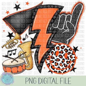 Band Black Orange Sport Icon Mascot School Sport Team Spirit Leopard Tie Dye Logo PNG Sublimation File