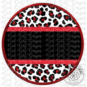 Mascot Team Blank Leopard Red Black Circle Logo PNG Sublimation File