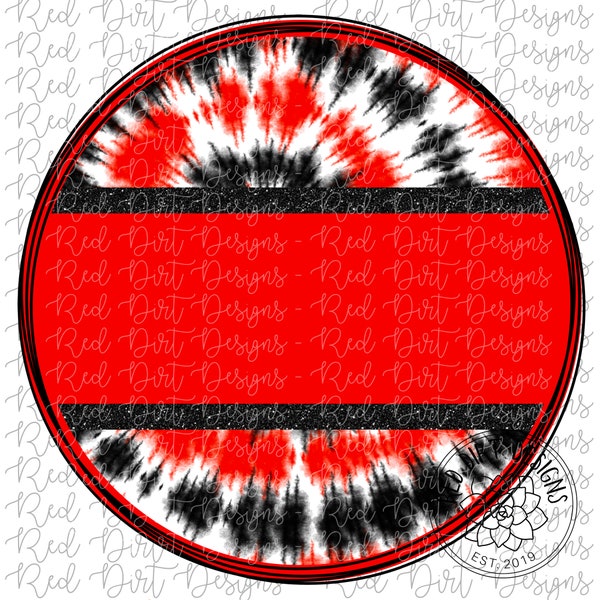 Mascot Team Blank Tie-Dye Red Black Circle Logo PNG Sublimation File