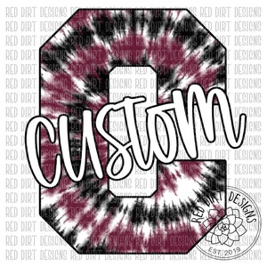 Custom Tie Dye Letter Team Spirit Mascot