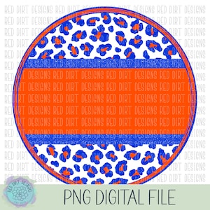 Mascot Team Blank Leopard Orange Royal Blue Circle Logo PNG Sublimation File