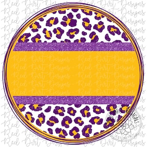 Mascot Team Blank Leopard Purple Yellow Gold Circle Logo PNG Sublimation File