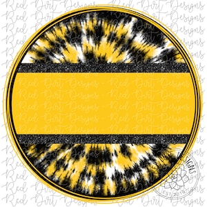 Mascot Team Blank Tie-Dye Black Yellow Gold Circle Logo PNG Sublimation File