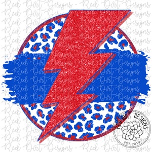Mascot Team Blank Leopard Lightning Bolt Red Royal Blue Circle Logo PNG Sublimation File