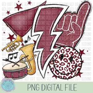 Band Maroon White Sport Icon Mascot School Sport Team Spirit Leopard Tie Dye Logo PNG Sublimation File