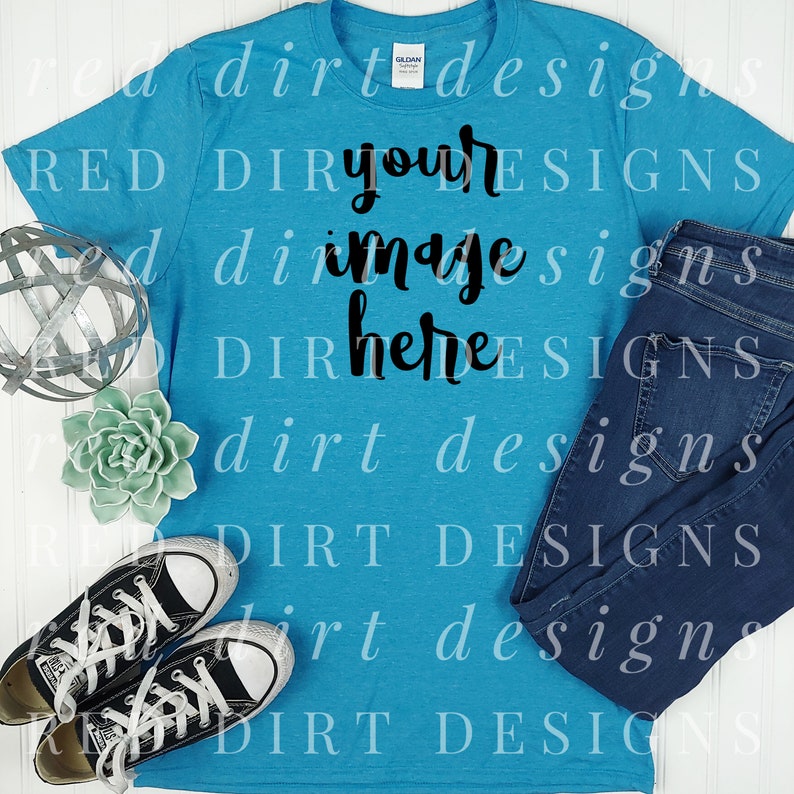 Download Camiseta Diseño Mock Up Gildan Softstyle 640 Bleached ...