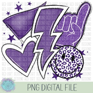 Heart Purple White Sport Icon Mascot School Sport Team Spirit Leopard Tie Dye Logo PNG Sublimation File