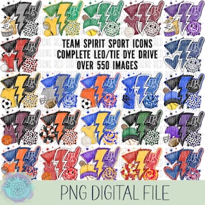 Leopard and Tie Dye Sport Icon Team School Spirit Logo Mascot Collection Bundle Drive