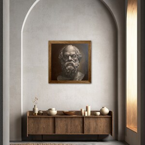 Socrates Bust Painting, Brown Tones Art (Digital Download)