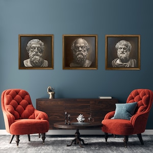 Set of three downloadable art prints. Aristotle, Plato and Socrates