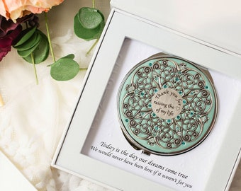 Thank you for raising the love of my life| Compact Mirror Extra Large-Custom Color, Real Crystals