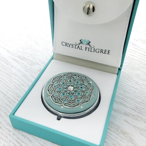 PICK  YOUR COLOR | Pill Box Case Organizer/ Mint Box with Real Crystals-Sage Green Mulitcolored Crystals