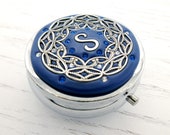 PICK YOUR COLOR Custom Personalized Pill box Mint Box, lip gloss container with Swarovski Crystals and Silver-tone Filigree