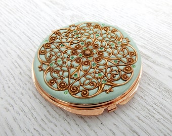 MINT | Classic Rose Gold Compact Mirror | Large Compact Mirror | Classic Custom Rose Gold | Premium Gift wrap