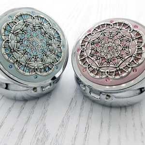 PICK  YOUR COLOR | Crystal Cluster Pill Box Case Organizer/ Mint Box with Real Crystals-Mulitcolored Crystals