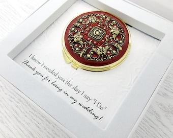 Bridesmaid Gift Box | Personalized Bridesmaid Gifts Compact Mirror with gift box and "Thank you for being in my wedding" embossed card